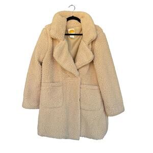 C&C California Coat Womens Medium Beige Faux Shearling Sherpa Teddy Jacket Cozy